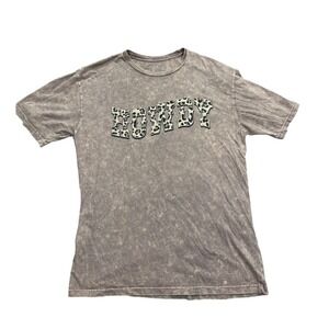 Lotus Fashion Howdy Women Medium Leopard Print Acid Wash Graphic T-Shirt Western